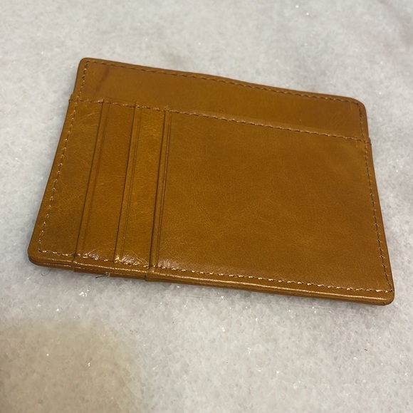 Eacilei I.D. card holder Caramel Tan slim leather unisex work badge New - Picture 2 of 5